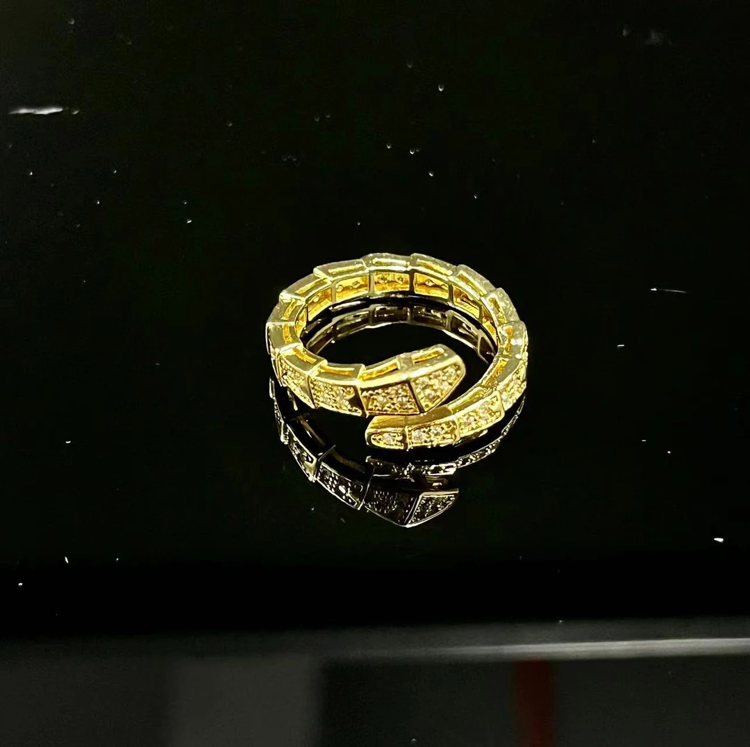合金戒指 【黄色蛇骨戒指】国潮风发字嘻哈潮人街头网红轻奢气质