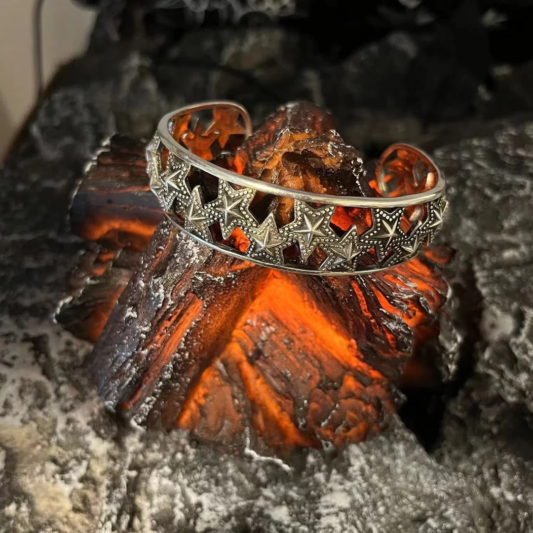 合金手镯 【kk对角五角星手镯】国潮风发字嘻哈潮人街头网红