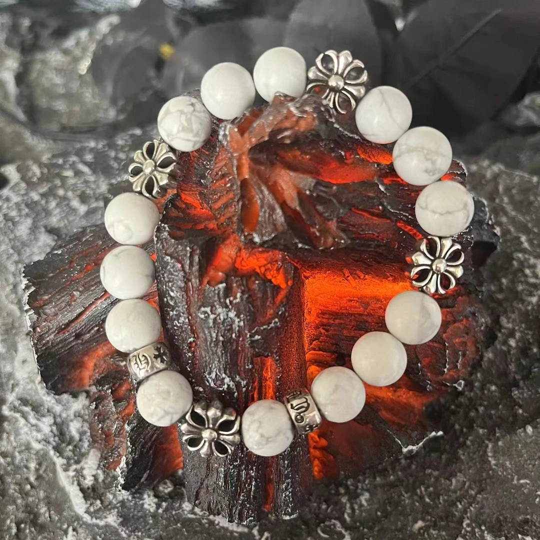 合金手链 【kk四十字白灰手珠】国潮风发字嘻哈潮人街头网红