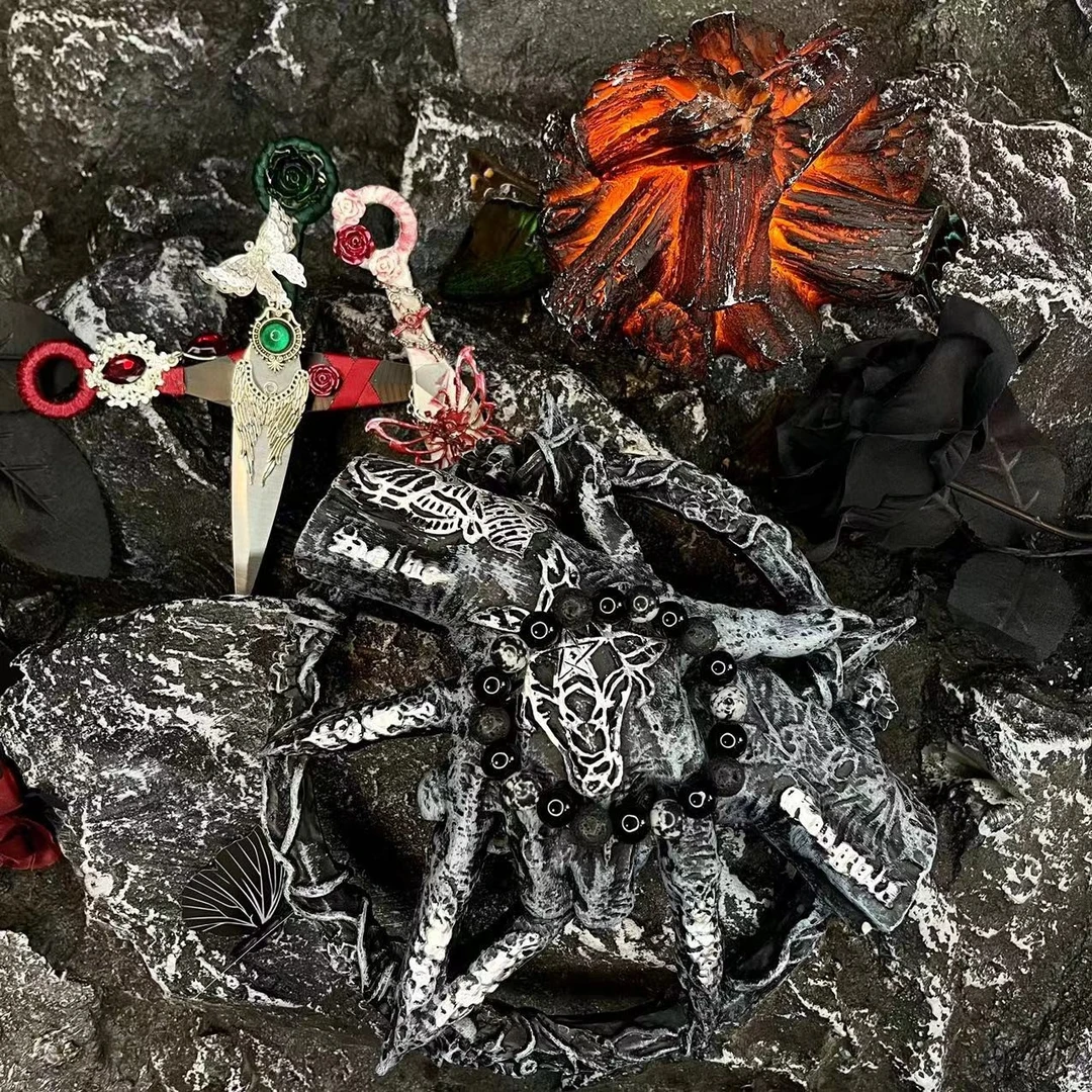 合金手链 【小众双色暗黑灰手珠】国潮风发字嘻哈潮人街头网红