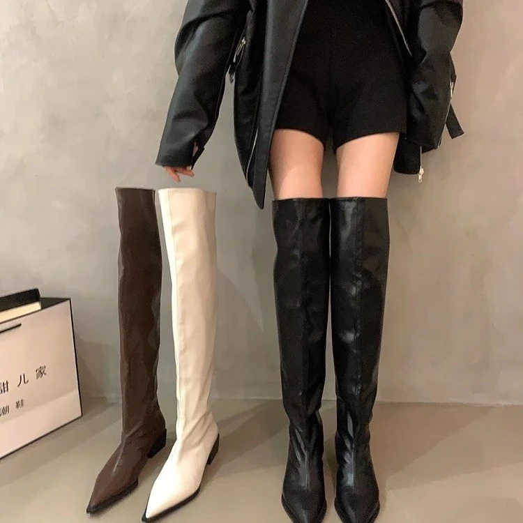 【悠悠私订】靴子女2023过膝高筒靴粗跟潮鞋高跟骑士长靴秋冬长筒