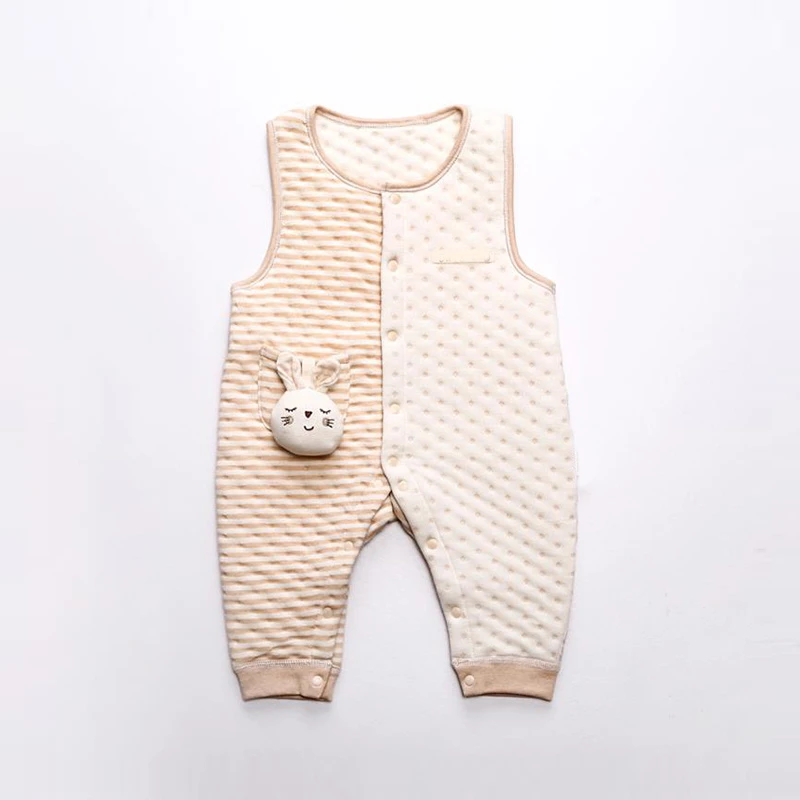 婴儿衣服秋冬季宝宝背带裤棉背心马甲连体衣爬爬服微瑕（0116）