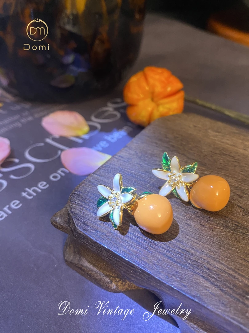 铜合金吊坠 A2096【心上恋人】橙子水果吊坠时尚甜美小清新耳饰