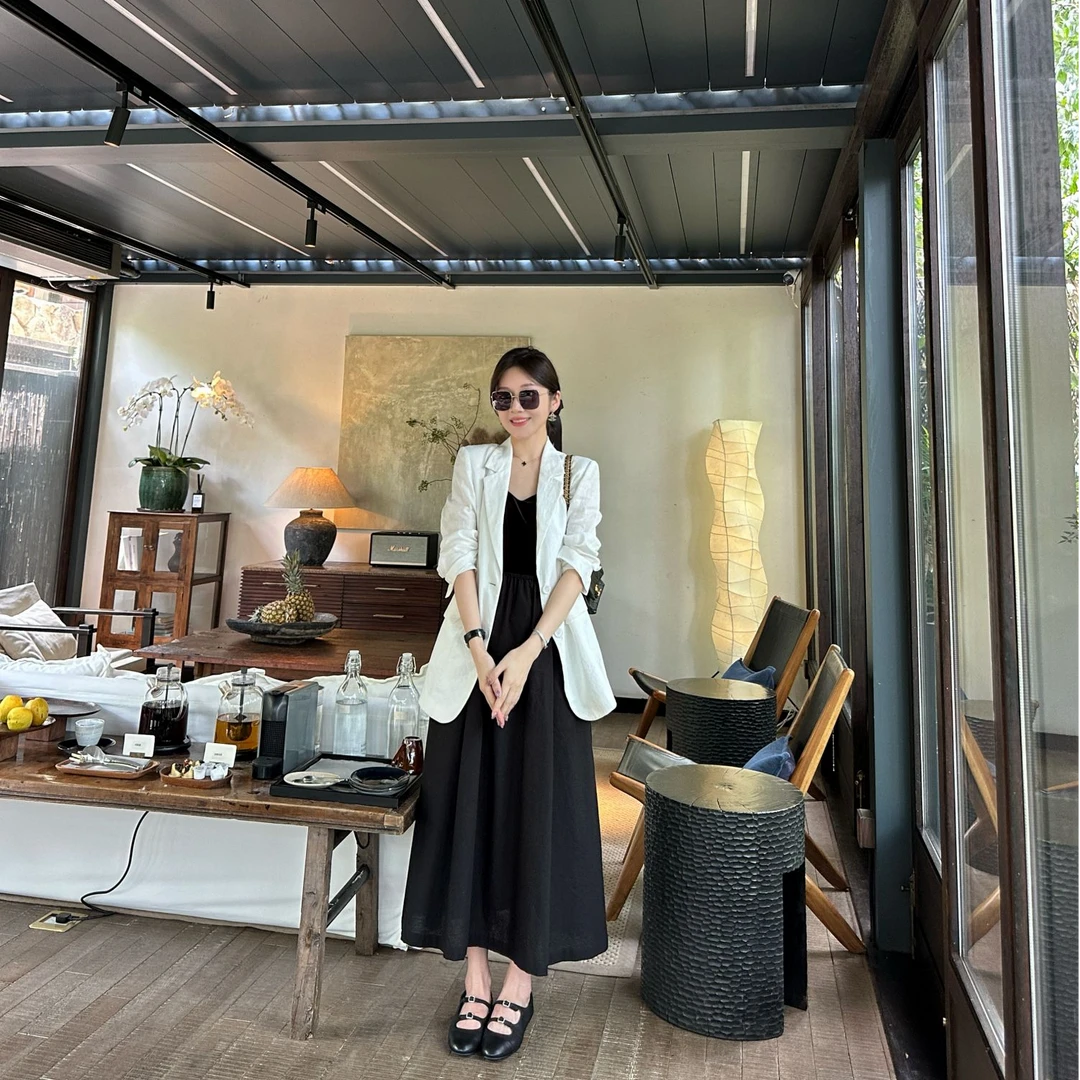 syna 重磅设计感亚麻西装外套