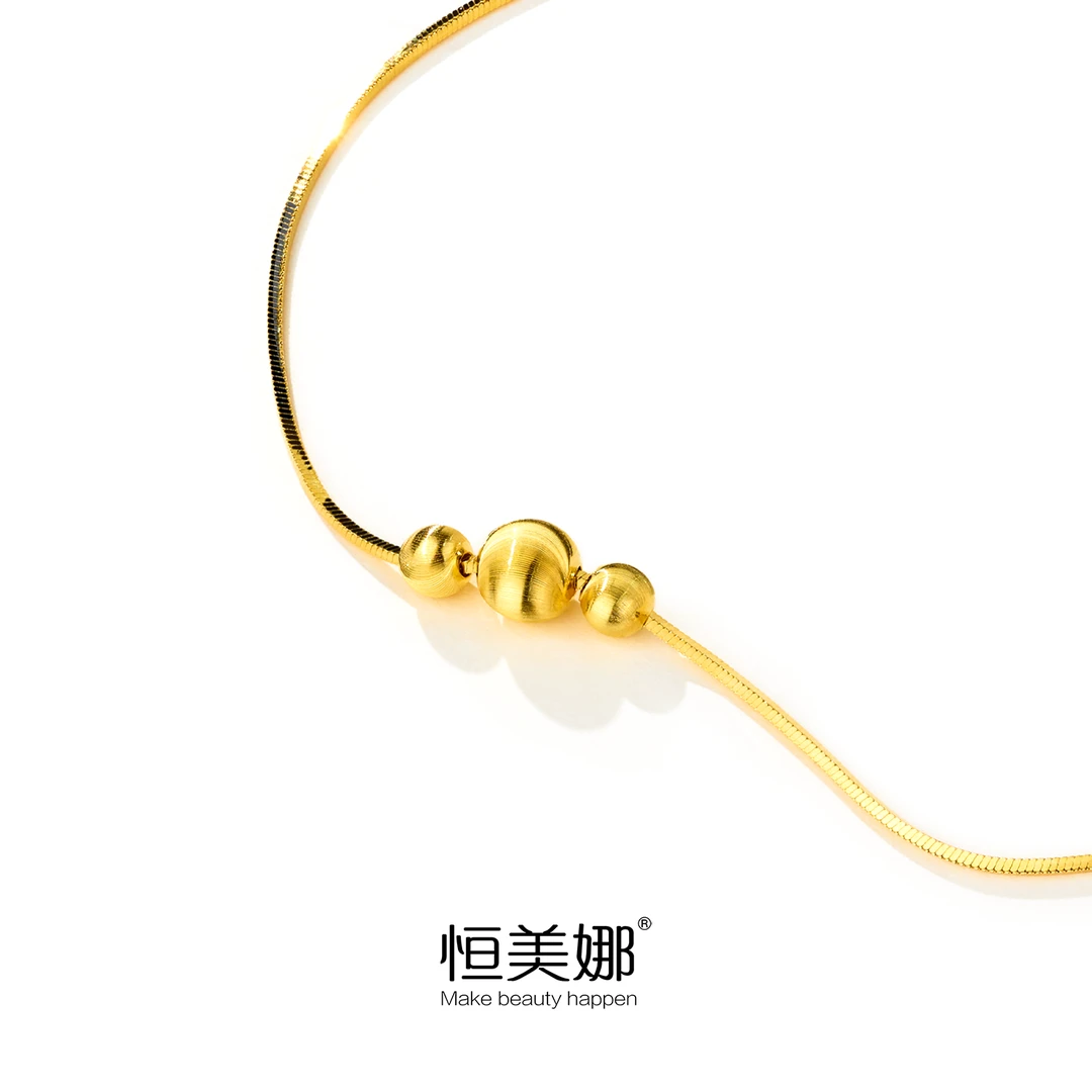 恒美娜 坠链均925银 猫眼蛇骨三珠项链气质时尚轻奢小众经典高级