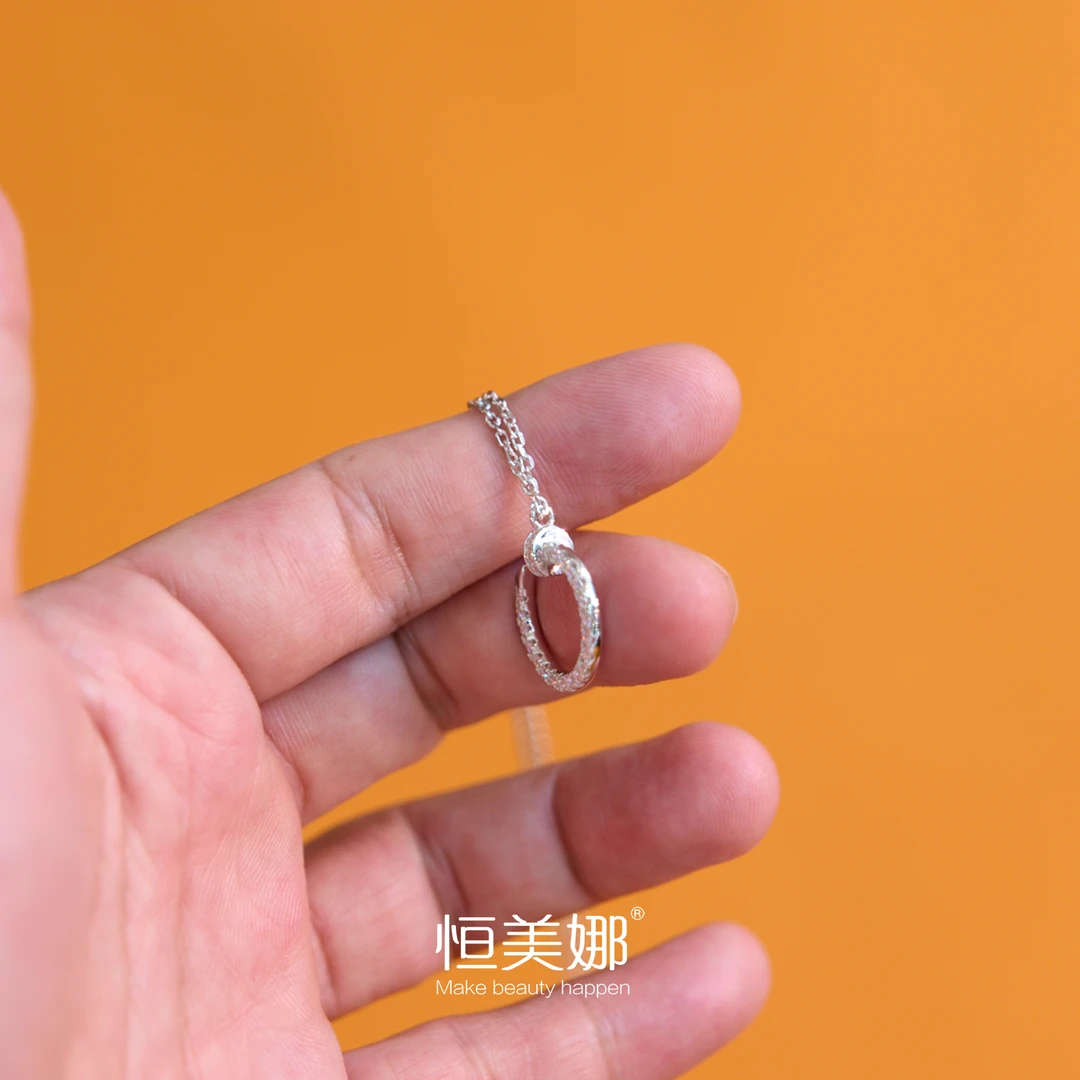 恒美娜 坠链均925银莫桑石 钉子项链气质轻奢时尚百搭银色镶嵌