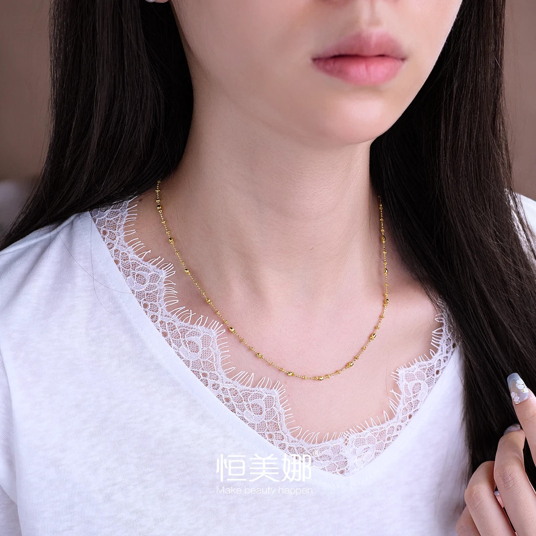 恒美娜 链子925银 仙女链气质时尚百搭欧美简约金色简约日常素链