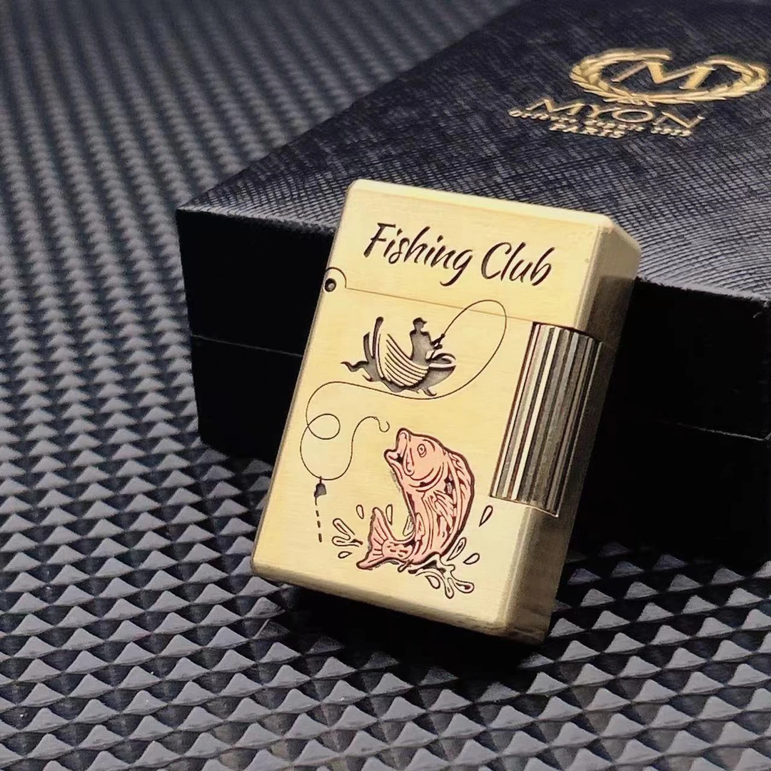 MYON钓鱼人   纯铜一体煤油打火机，迷你续航王，紫铜镶嵌