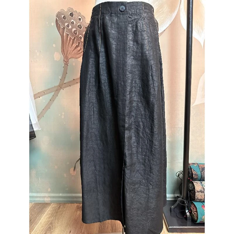 香云纱100%桑蚕丝老料龟纹裂纹时尚百搭松紧腰女士半身裙MG2358