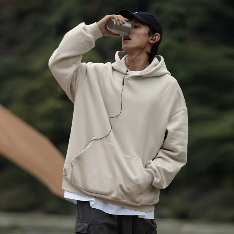 第三人称卫衣重磅连帽卫衣男秋冬季情侣宽松抓绒山系百搭潮牌外