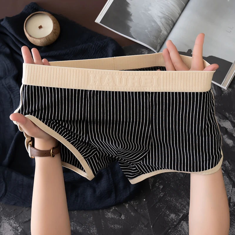 夏季男款推荐薄款爆款男士条纹内裤四角青少年时尚平角韩版短裤子