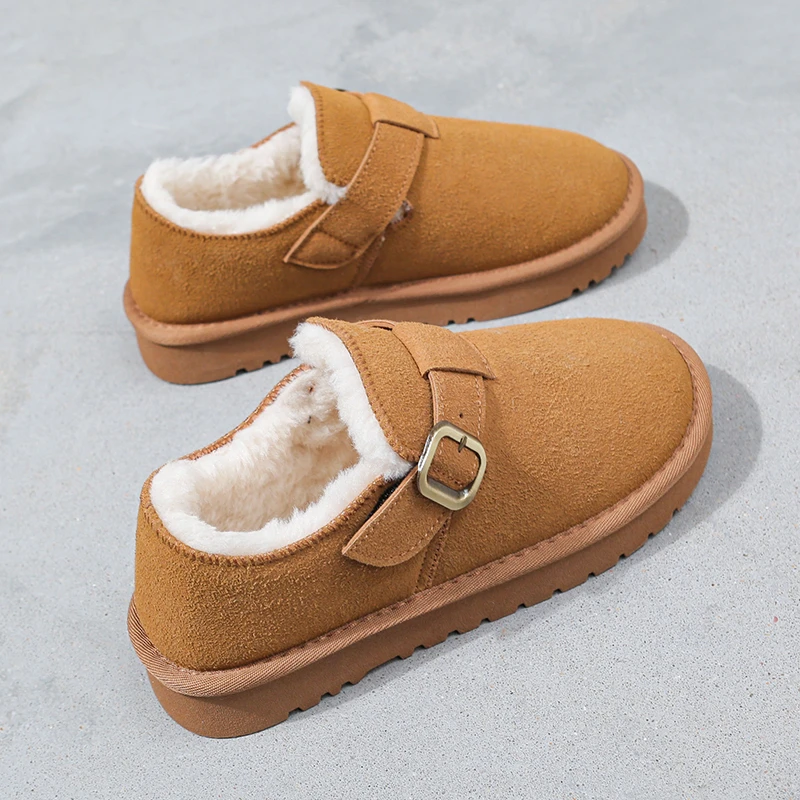 厚底雪地靴女2024新款冬季单鞋加绒加厚毛毛鞋保暖勃肯鞋棉鞋低帮