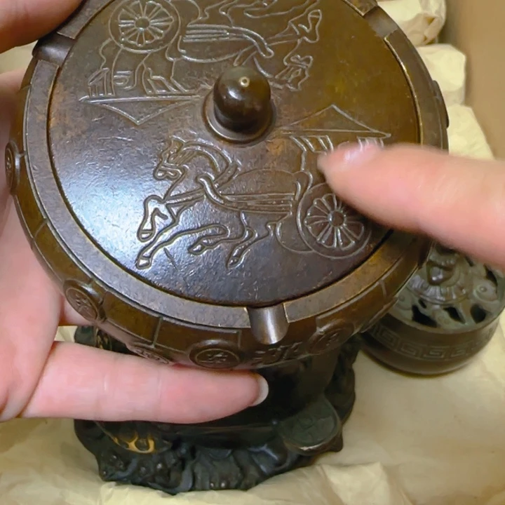 文玩木作字画铜摆件