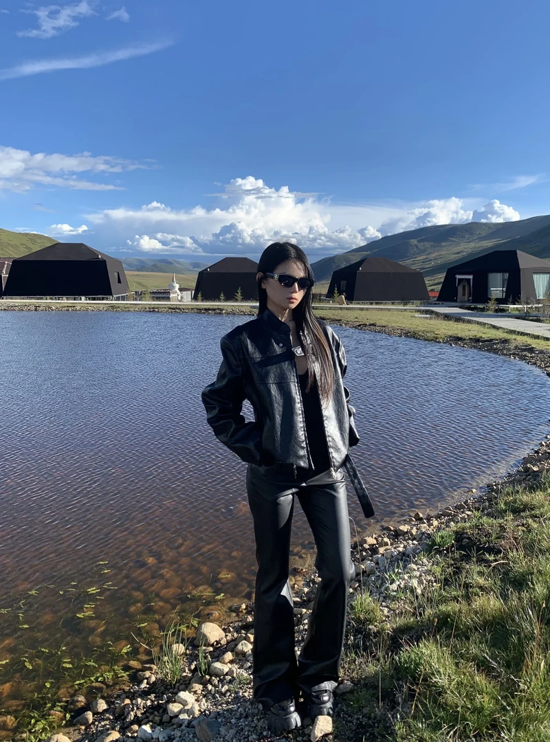 黑色机车皮衣外套春秋季设计感小众夹克百搭短款上衣