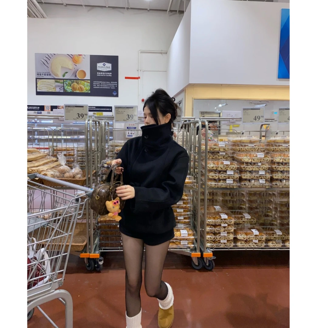 【清清价】金敏喜羊毛加棉大衣高级感毛呢外套韩版大衣