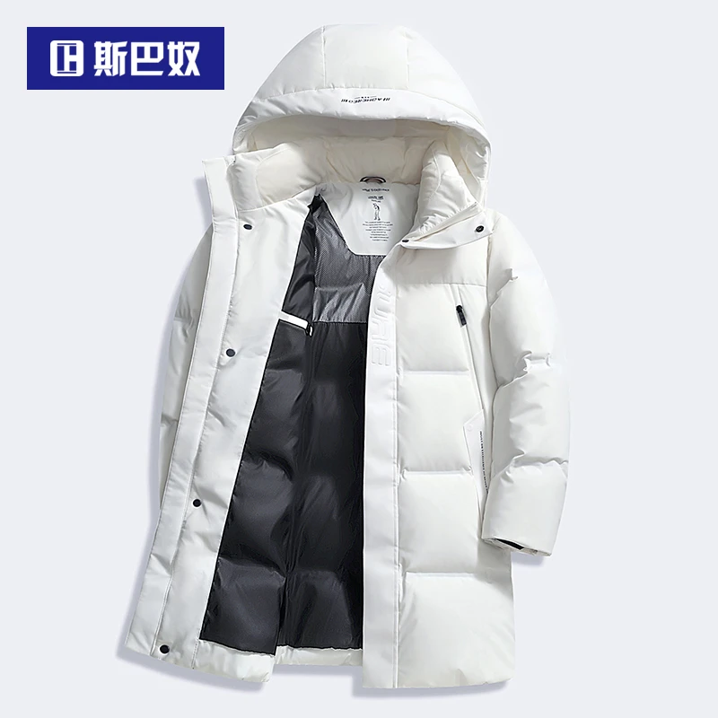 斯巴奴加厚羽绒服男中长款2024冬季新款白鸭绒冬装极寒保暖外套潮