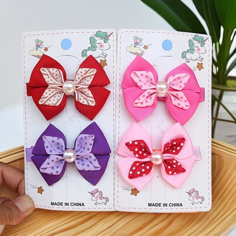 小女孩发卡可爱蝴蝶结发夹女儿童公主发饰圆点头饰宝宝刘海碎发夹