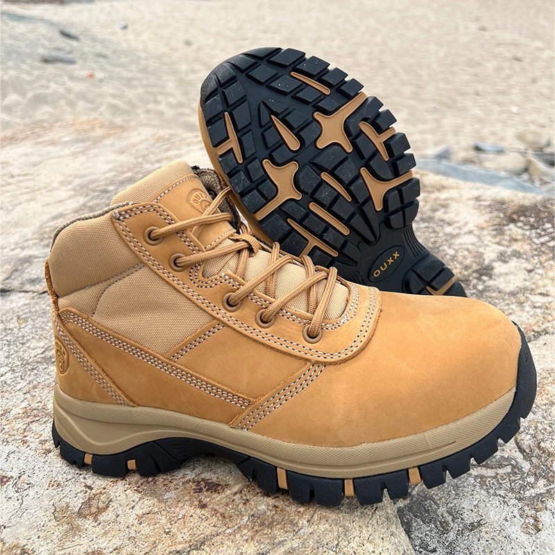 董鑫外贸2519男士安全劳保防砸牛皮登山户外鞋带款真皮运动大码