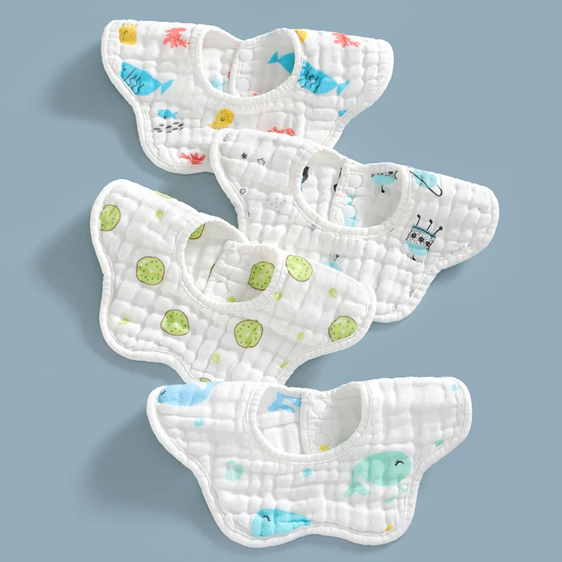 宝宝口水巾儿童婴儿母婴花瓣围嘴360度水洗围兜纯棉印花口水防水