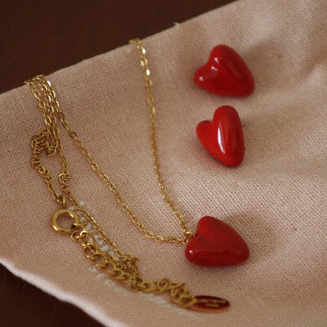 钛钢项链 （甜爱心）可碰水复古甜美爱心项链