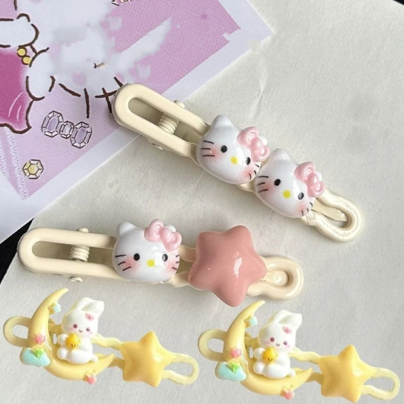 可爱Kitty发夹刘海侧边夹星星发饰头饰碎发夹鸭嘴夹少女心粉色发