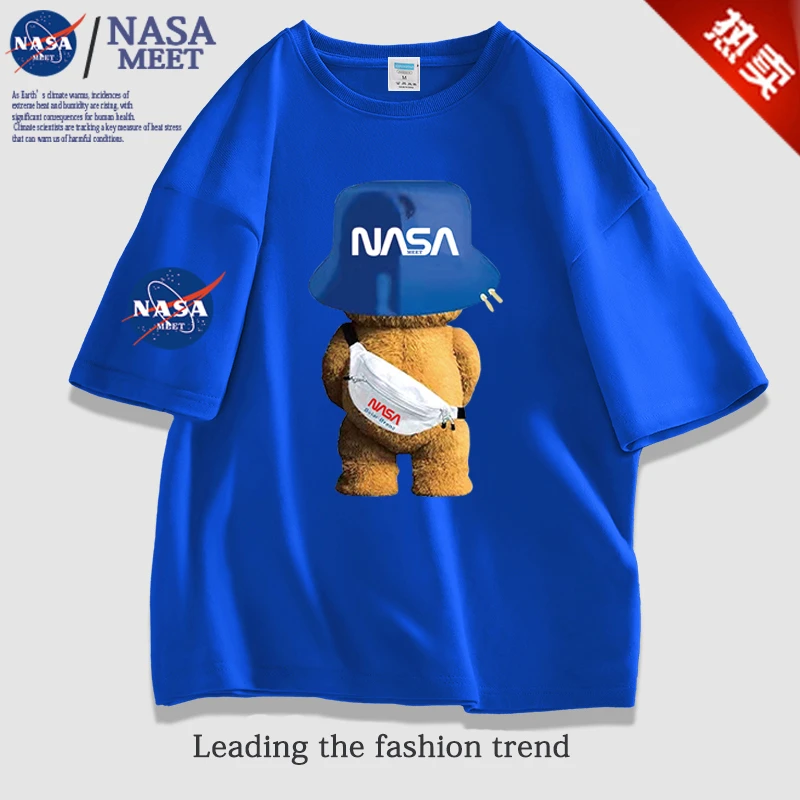 NASA联名款短袖t恤男纯棉情侣装体恤夏季衣服美式潮牌宽松大码男