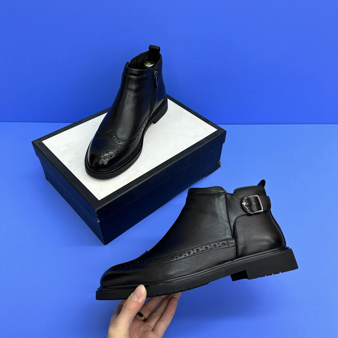 英伦风切尔西男士皮鞋商务休闲纯皮男鞋时尚百搭黑色冬季