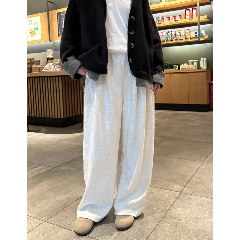 小香风阔腿裤女春秋冬2024新款高腰垂感加绒小个子休闲显瘦阔腿裤