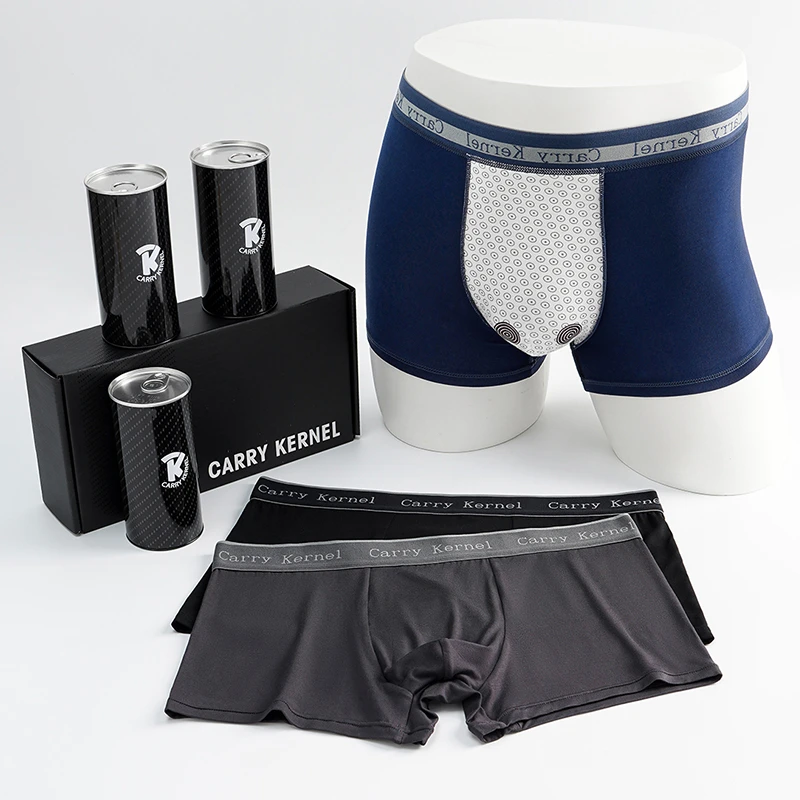 轻奢潮流男士简约透气平角裤衩大码运动舒适青年四角温感面料短裤