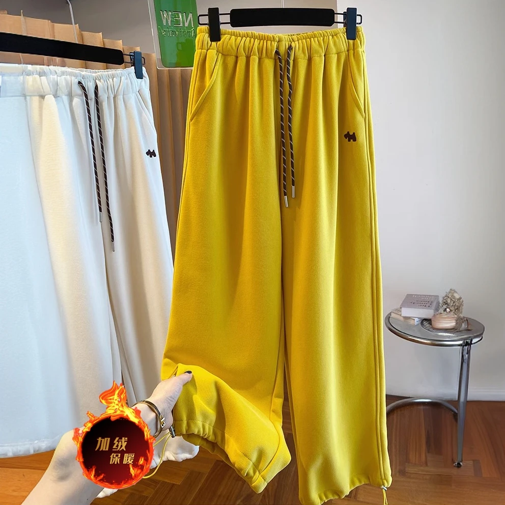 【韩韩专属】束脚裤女冬季加绒加厚小个子宽松哈伦裤九分休闲运动裤