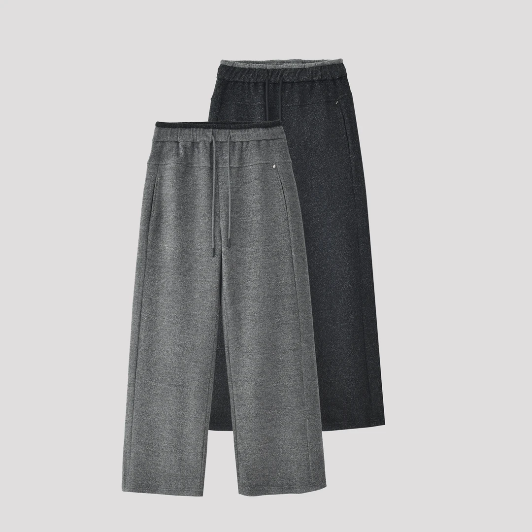 2024新款冬季穿搭【JN布衣家】拼接高腰 抽绳阔腿裤- 9713