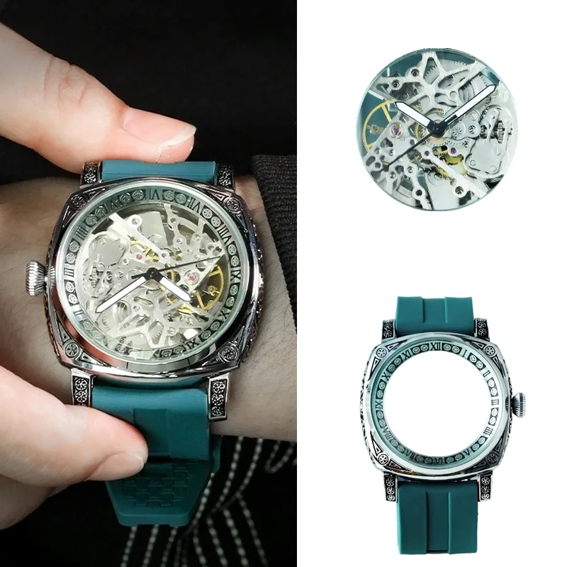 复古雕刻花全自动机械手表配件