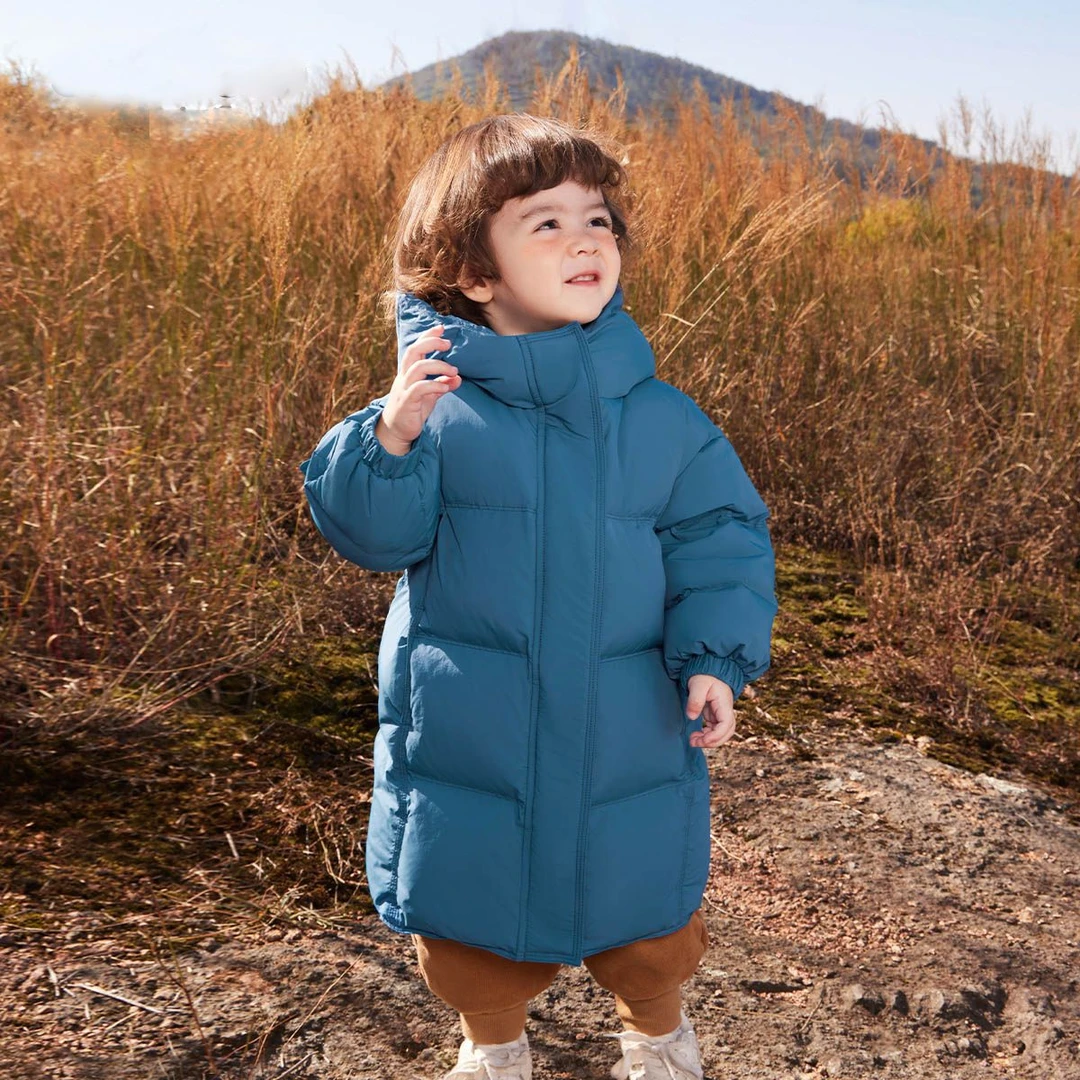 儿童羽丝绒丝服中小童宝宝三防蓄热防寒服冬季冬装男童女童保暖服