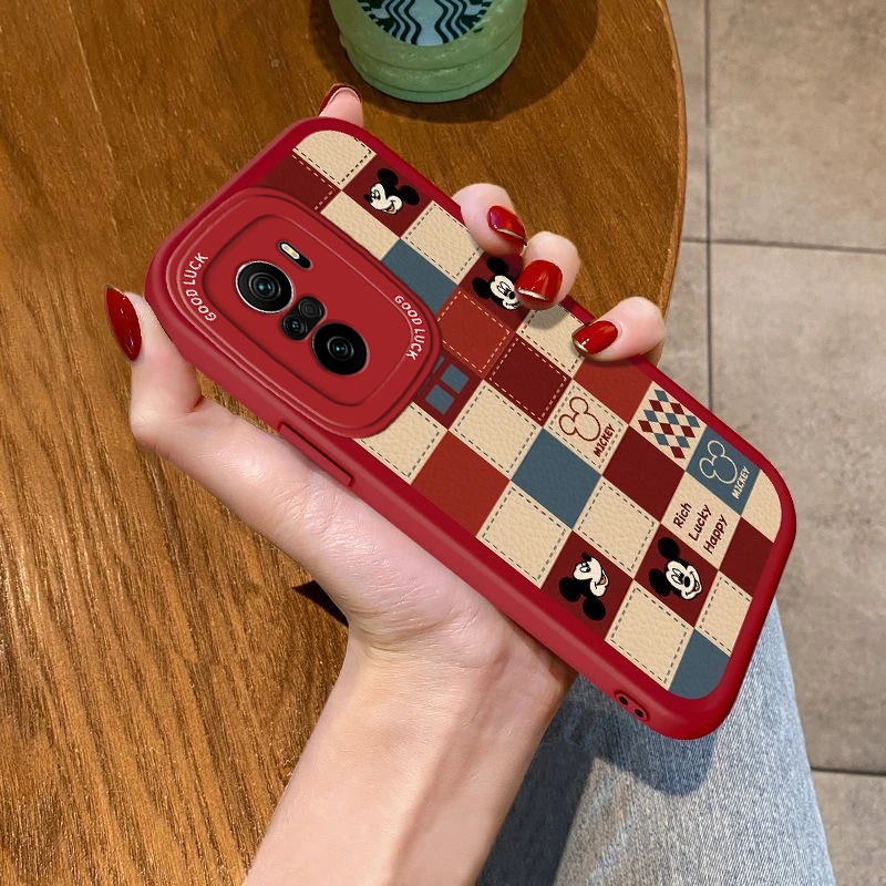 红米K40手机壳格子米奇K40Pro小羊皮K40游戏增强版女款软壳全包潮