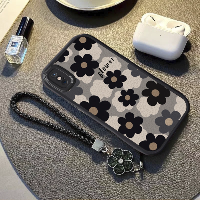 苹果X/XS手机壳复古山茶花iPhoneXR小羊皮XSMAX女款软壳全包防摔