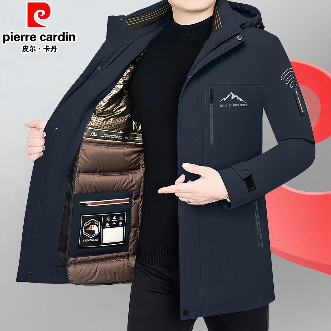 皮尔卡丹男士派克服冬季新款可脱卸绒内胆加厚一衣三穿保暖外套