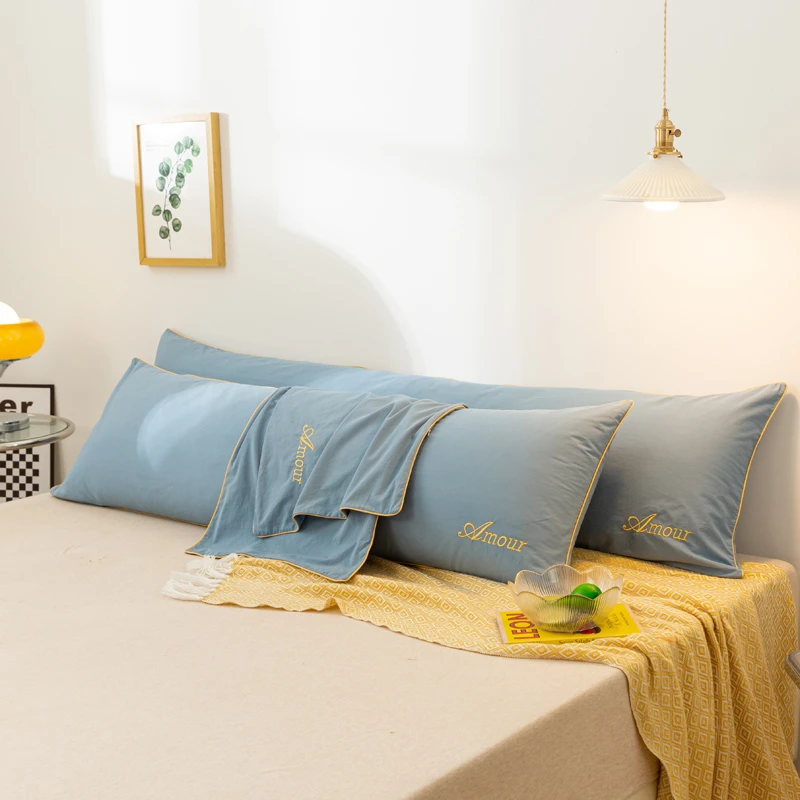 枕头双人长枕芯加枕套情侣加长家用全棉纯棉枕套1.2m1.5枕头套1.8