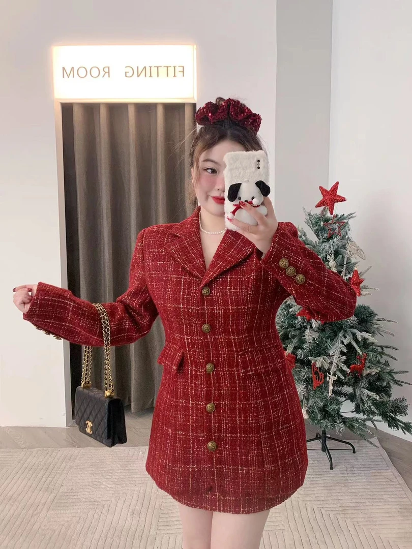 现货 慧芝huizhi 纸醉金迷 定制款 重工金丝小香风加厚收腰套装