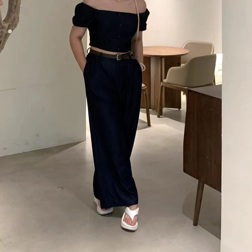 慧芝huizhi 垂垂裤 （有腰带）定制款天某丝垂感阔腿休闲显腿直长