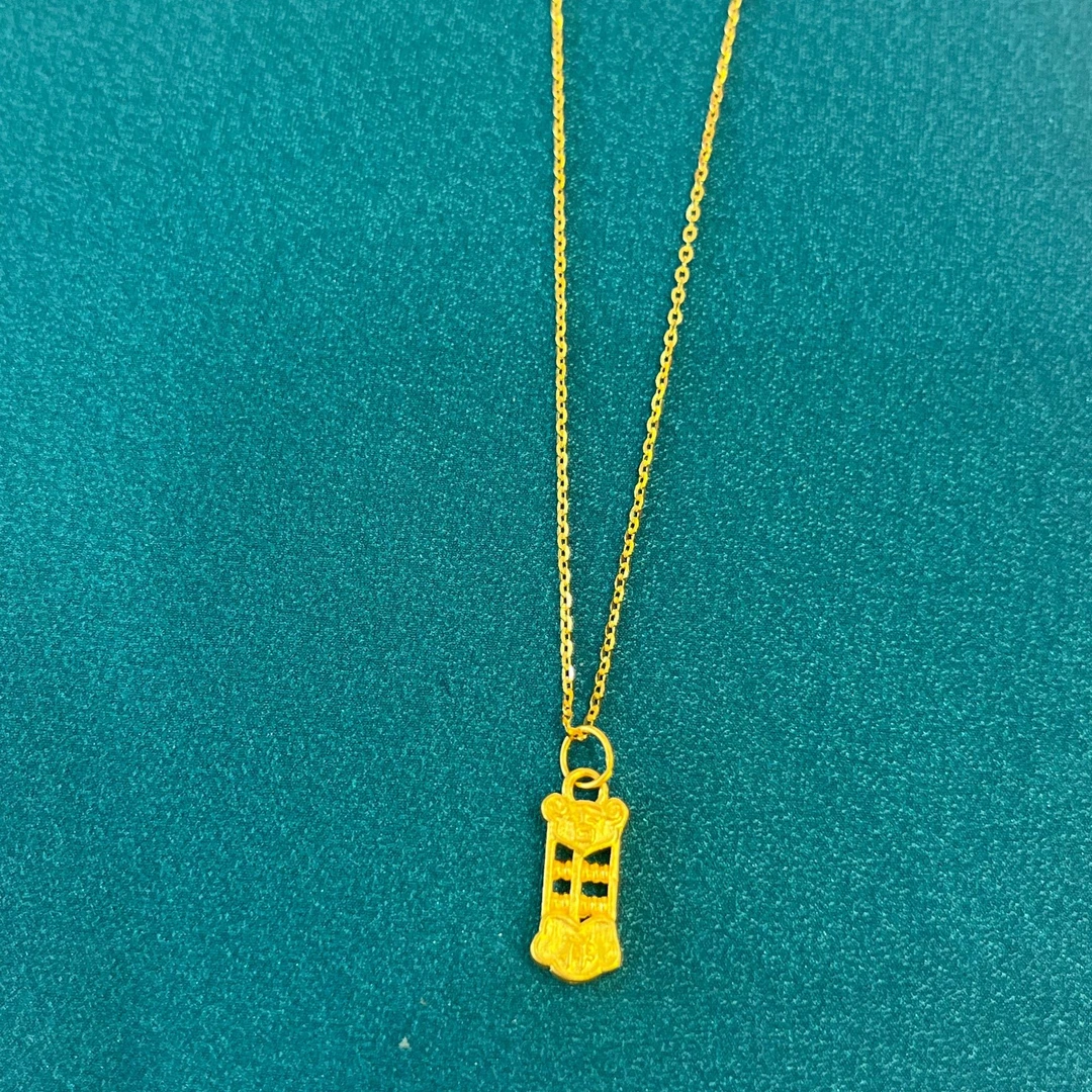 隆祥足金祥云算盘项链