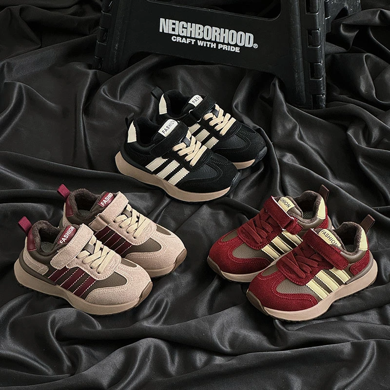 2024秋冬新款男童女童加绒德训鞋二棉韩版运动鞋6733