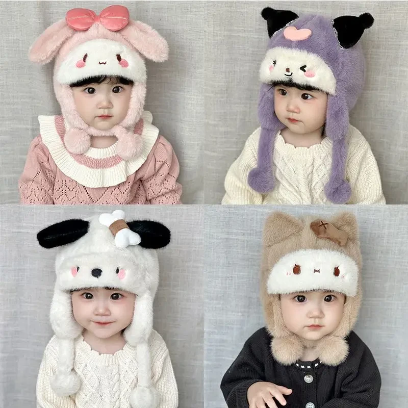 儿童帽子秋冬季可爱超萌宝宝保暖加厚毛绒护耳帽男女童幼儿套头帽