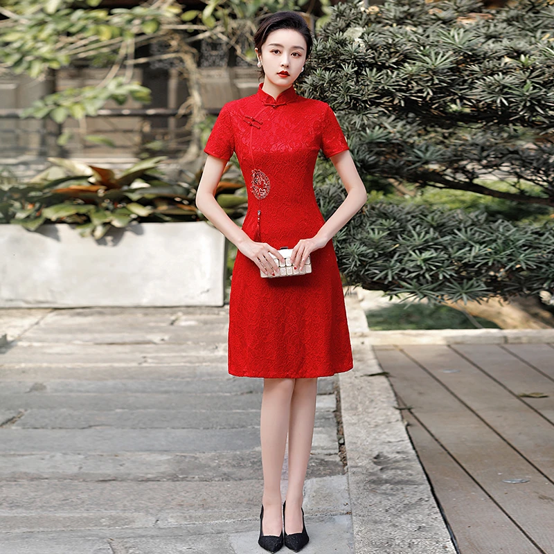 020-【金玉满堂】喜婆婆喜妈妈高考送考改良旗袍连衣裙遮肚显瘦