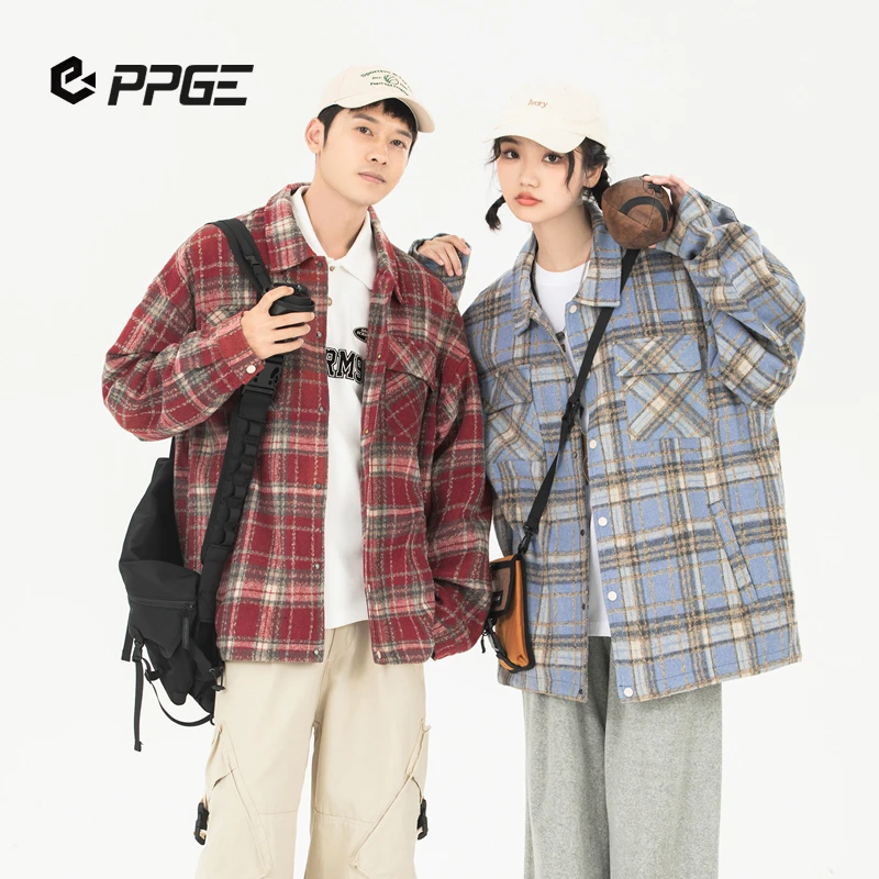 胖胖哥外套男春秋潮牌痞帅2024新款青少年小众高级感格子休闲夹克