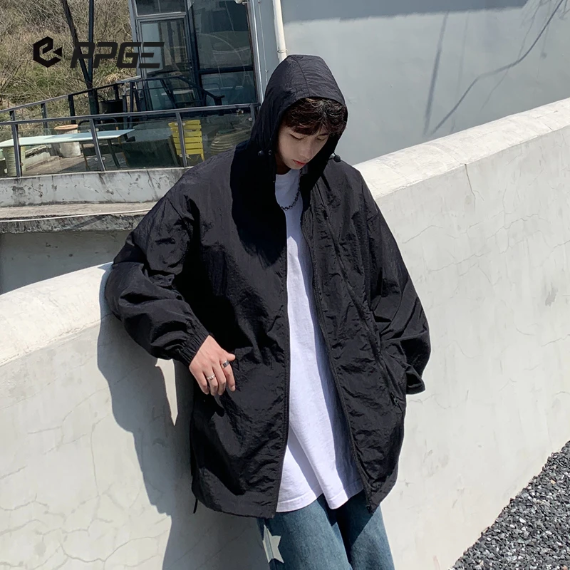 PPGE夏季防晒外套男女同款ins韩版宽松休闲薄款拉链设计情侣上衣