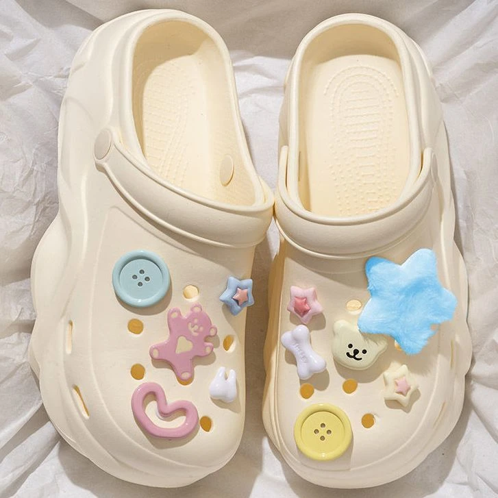 多巴胺~EVA厚底洞洞鞋女夏季外穿防滑不臭沙滩凉鞋包头半拖鞋女孩