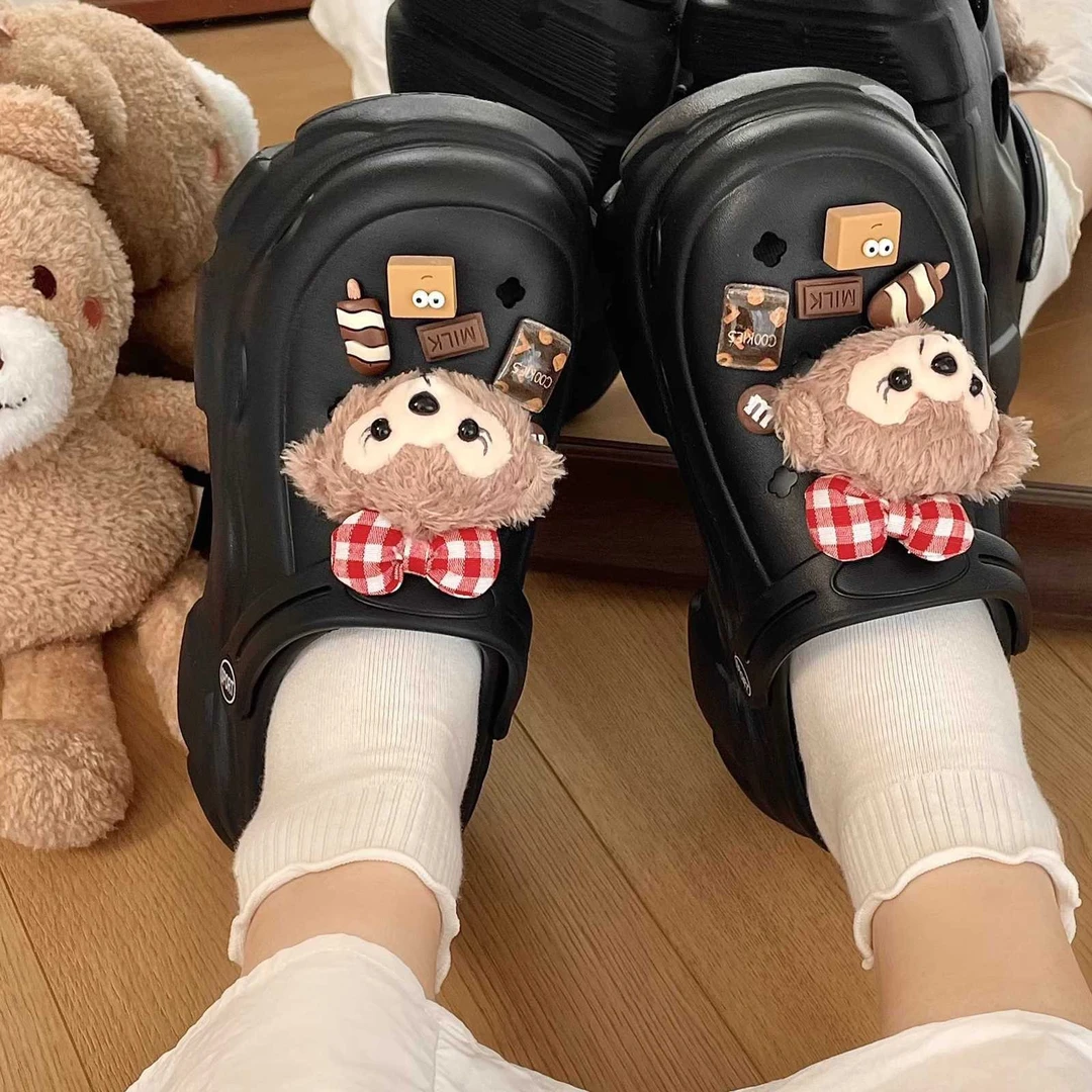 可爱包头防滑高跟洞洞鞋女士夏季外穿2024新款松糕厚底沙滩凉鞋