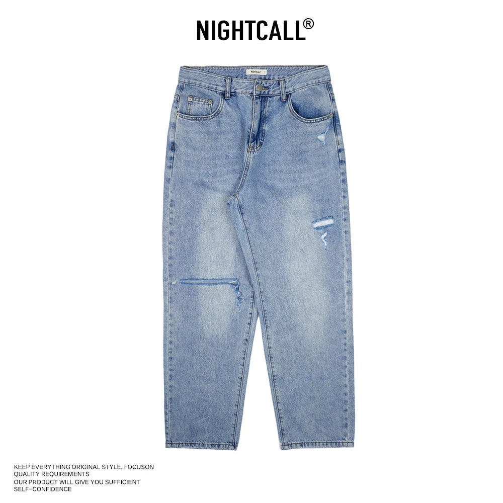 NIGHTCALL / 断码福利 宽松版破洞经典重洗欧美牛仔裤男士