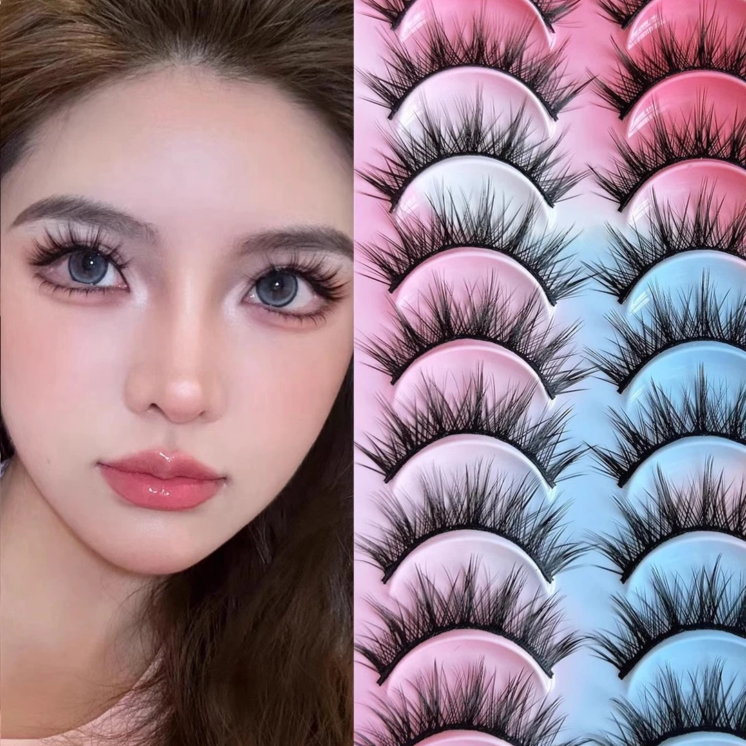 手工大恶魔浓密假睫毛硬梗交叉欧美芭比大眼尖尾夸张眼睫毛卷翘