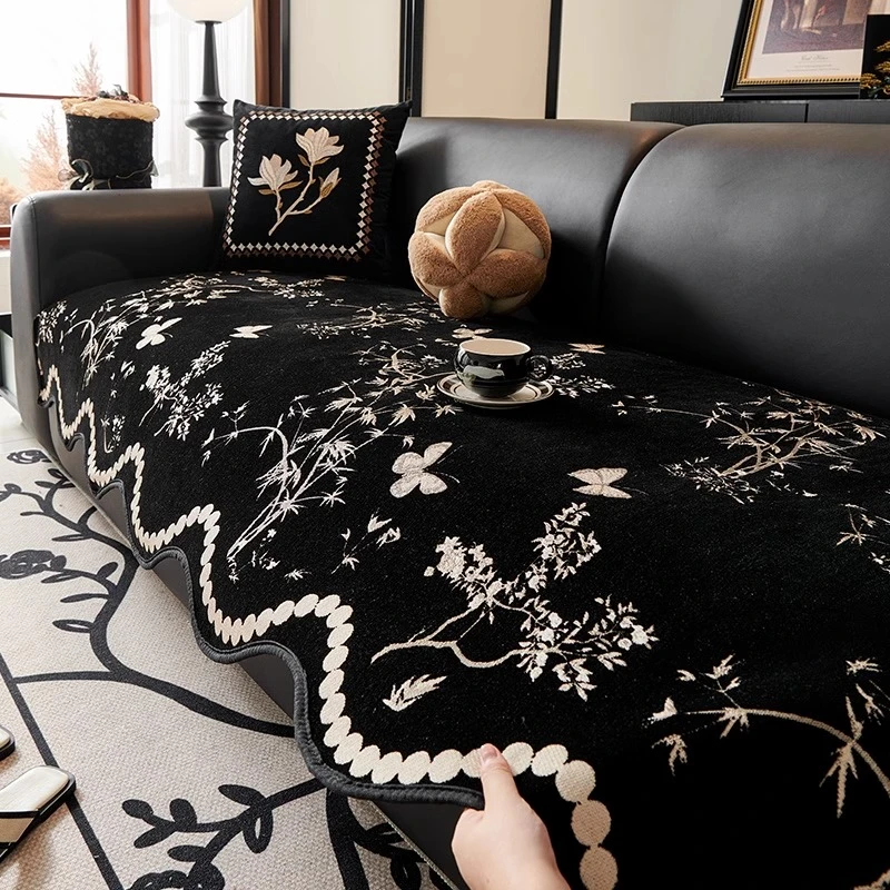 洱峰美式高级感异形皮沙发垫2024新款四季通用直排防滑沙发坐垫盖